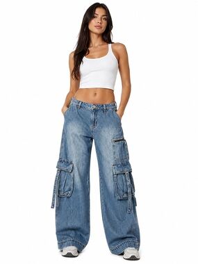 Wild Fable Mid-Rise Baggy
Cargo Jeans Y2K Denim Pants